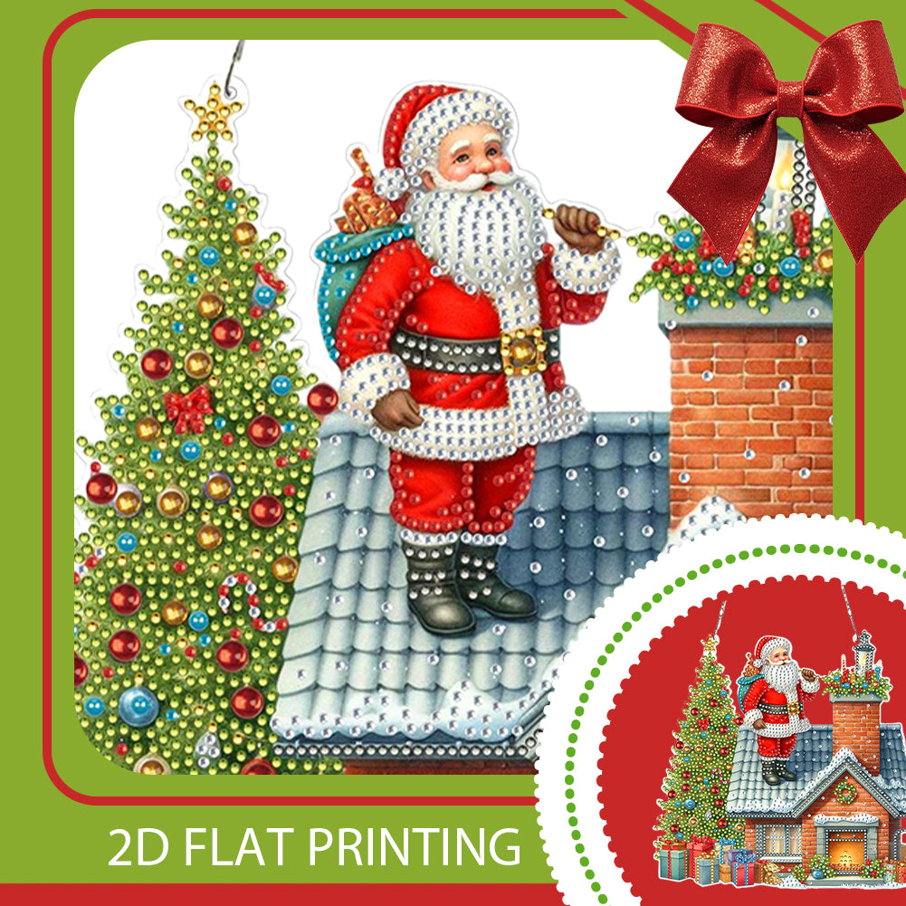 2D Flat Christmas DIY Hanging Diamond Art Kits Window Hanging Art for Home Decor
