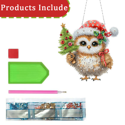 2D/Flat Christmas DIY Diamond Art Acrylic Pendant Wall Door Decoration (Owl)