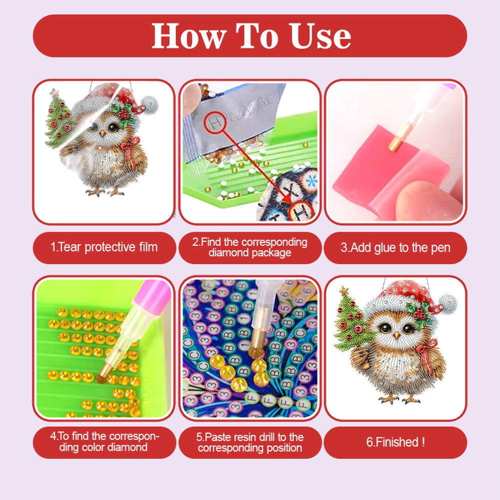 2D Flat Christmas DIY Hanging Diamond Art Kits Window Hanging Art for Home Decor