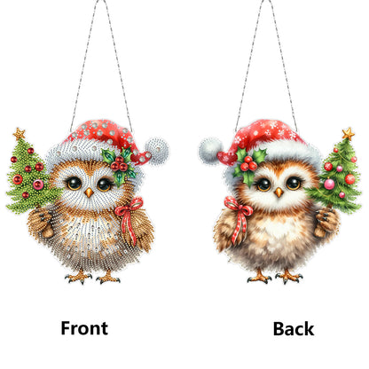 2D/Flat Christmas DIY Diamond Art Acrylic Pendant Wall Door Decoration (Owl)