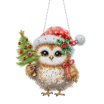 2D/Flat Christmas DIY Diamond Art Acrylic Pendant Wall Door Decoration (Owl)
