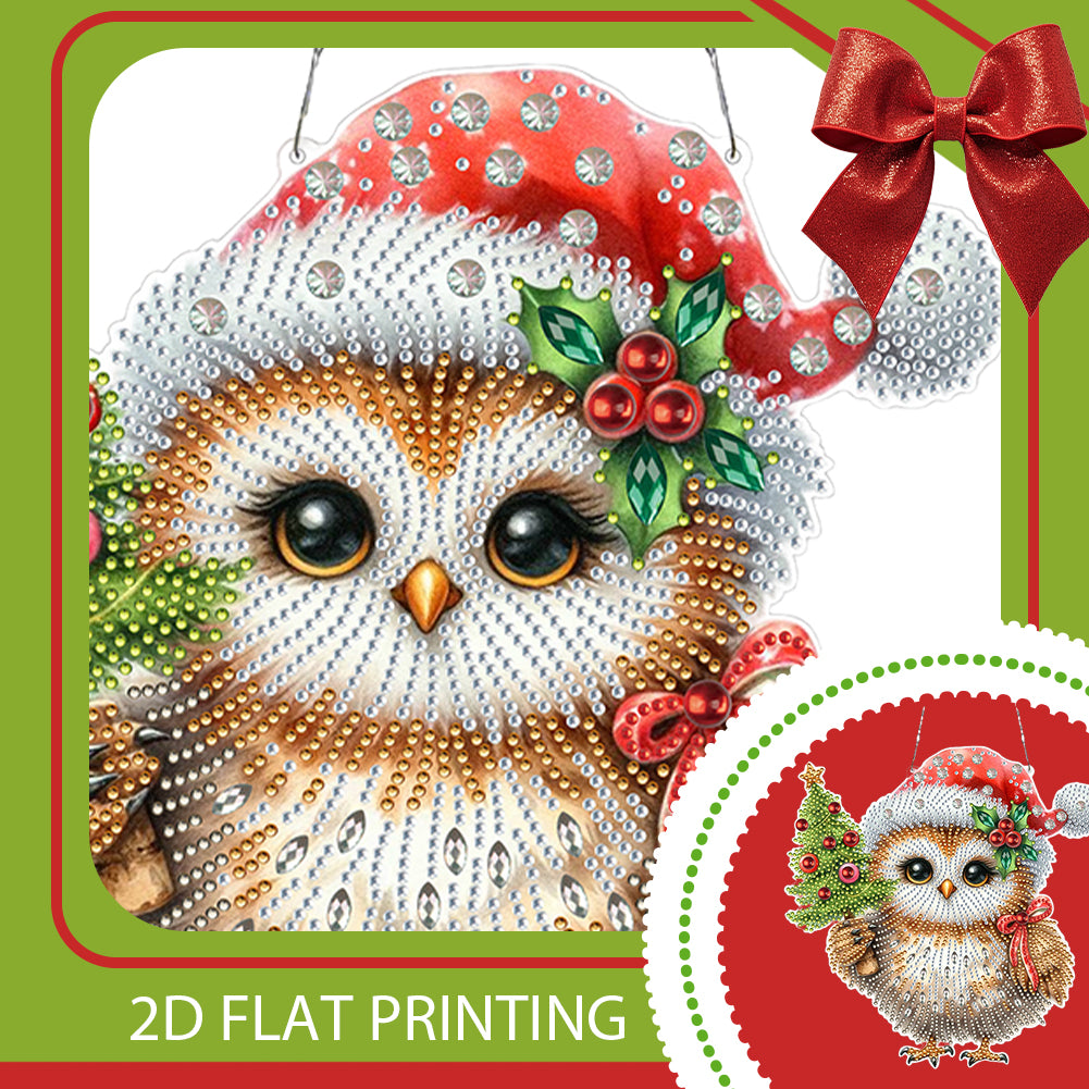 2D Flat Christmas DIY Hanging Diamond Art Kits Window Hanging Art for Home Decor