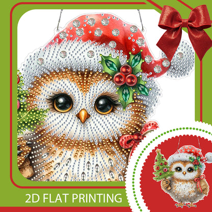 2D Flat Christmas DIY Hanging Diamond Art Kits Window Hanging Art for Home Decor