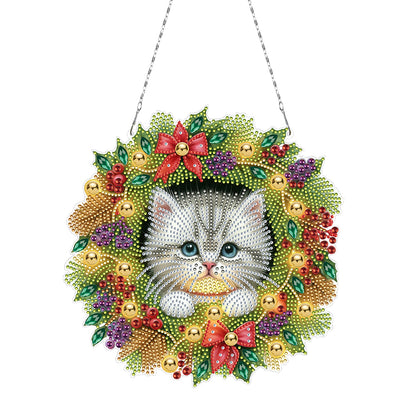2D Flat Christmas DIY Hanging Diamond Art Kits Window Hanging Art for Home Decor