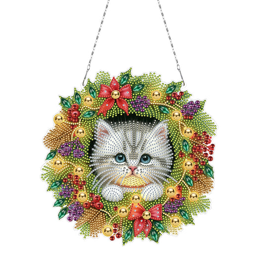 2D Flat Christmas DIY Hanging Diamond Art Kits Window Hanging Art for Home Decor