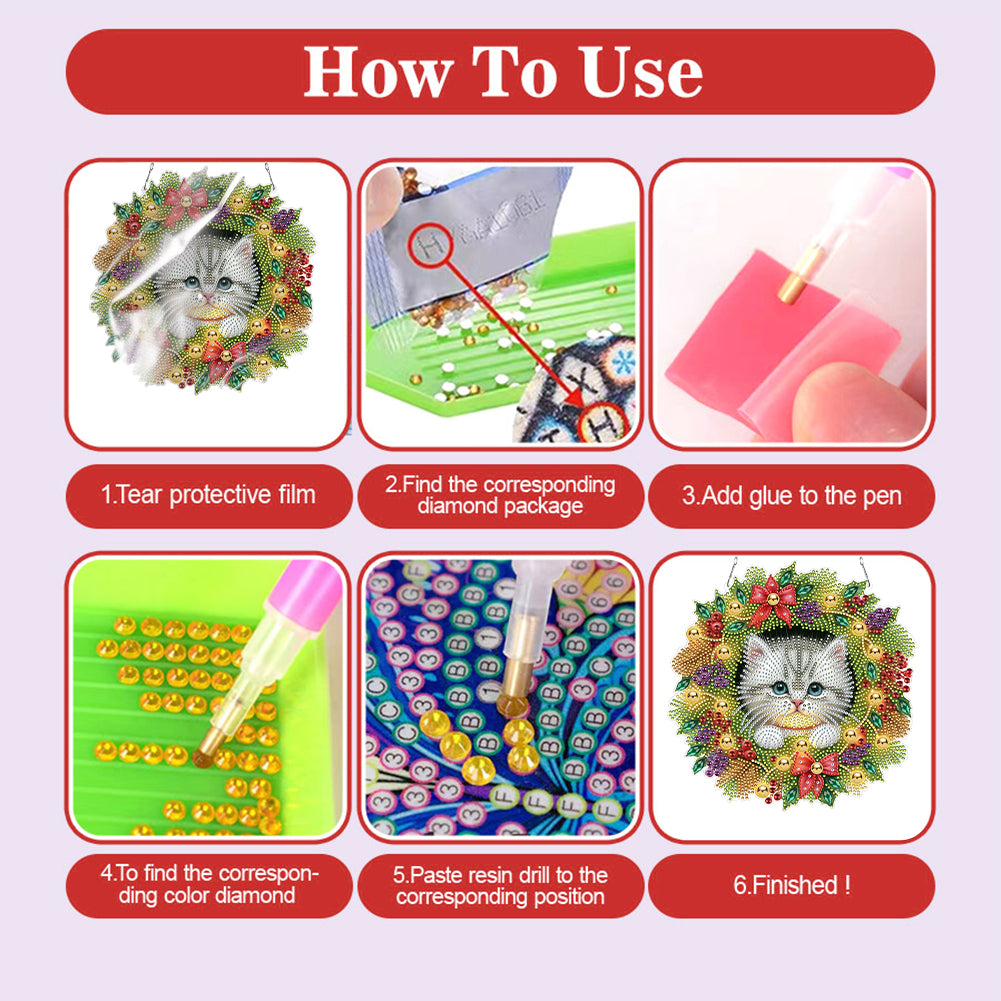 2D Flat Christmas DIY Hanging Diamond Art Kits Window Hanging Art for Home Decor