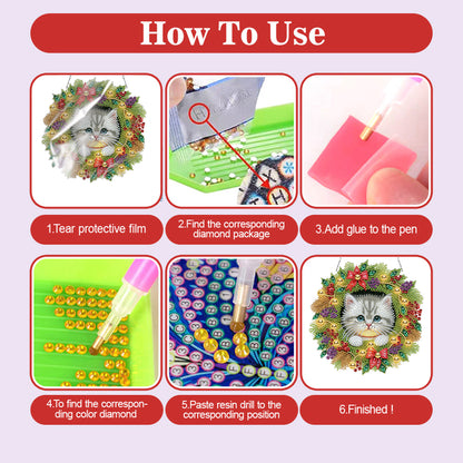 2D Flat Christmas DIY Hanging Diamond Art Kits Window Hanging Art for Home Decor