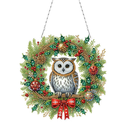 2D Flat Christmas DIY Hanging Diamond Art Kits Window Hanging Art for Home Decor