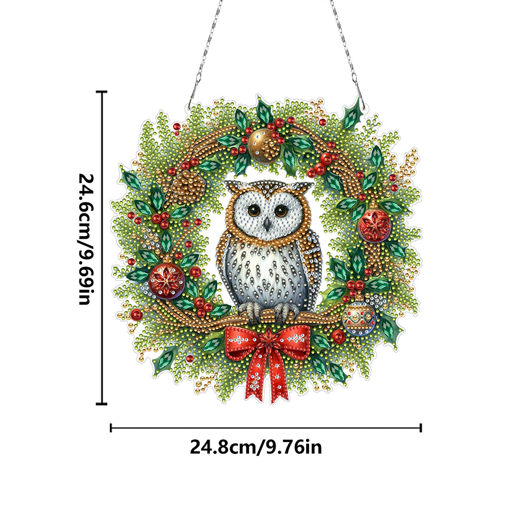 2D/Flat Christmas DIY Diamond Art Acrylic Pendant Wall Door Decoration (Wreath)