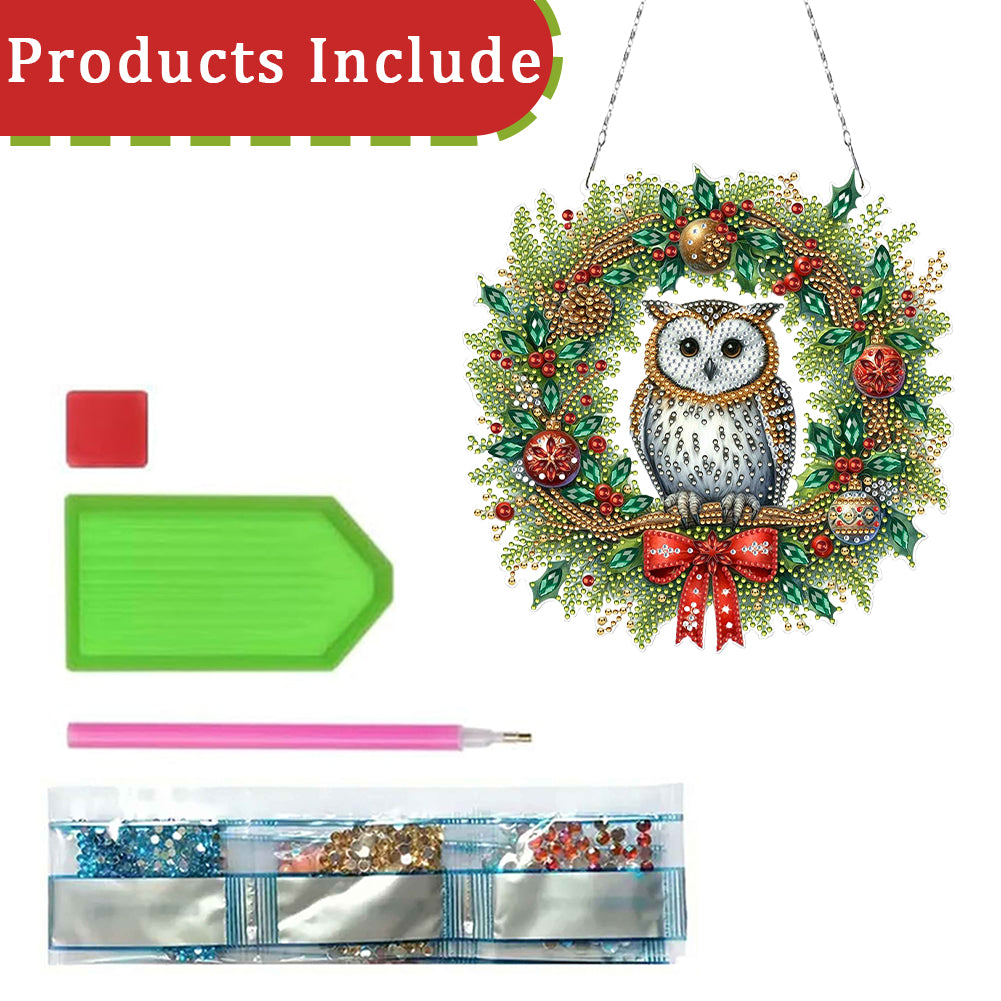 2D Flat Christmas DIY Hanging Diamond Art Kits Window Hanging Art for Home Decor