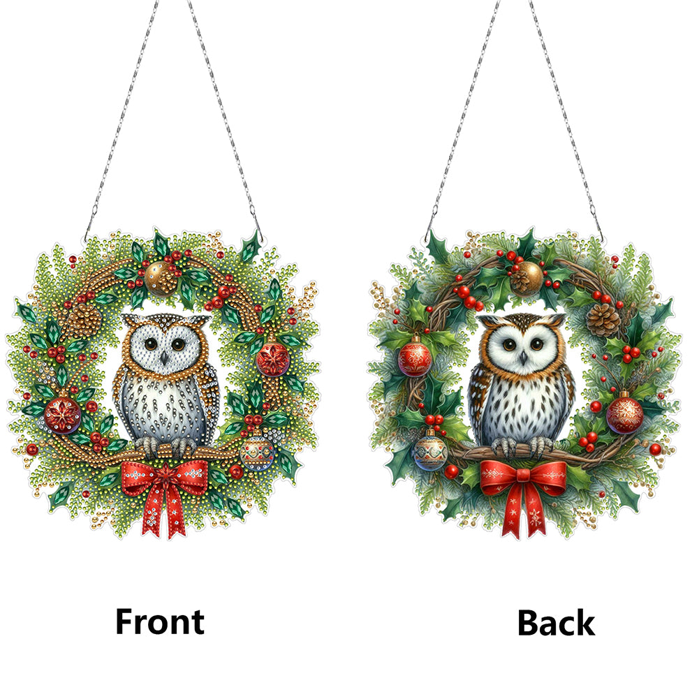 2D Flat Christmas DIY Hanging Diamond Art Kits Window Hanging Art for Home Decor