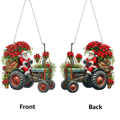 2D Flat Christmas DIY Hanging Diamond Art Kits Window Hanging Art for Home Decor