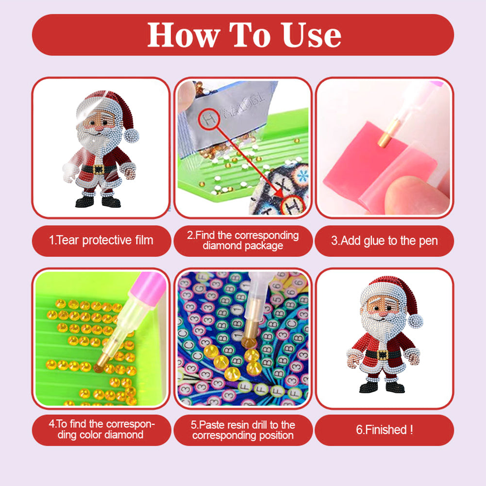 Xmas Acrylic Shaking Head 5D DIY Diamond Art Tabletop Decorations (Santa Claus)