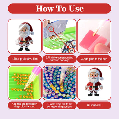 Xmas Acrylic Shaking Head 5D DIY Diamond Art Tabletop Decorations (Santa Claus)
