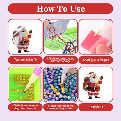 Xmas Acrylic Shaking Head 5D DIY Diamond Art Tabletop Decorations (Santa Claus)