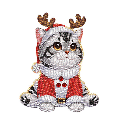 Xmas Acrylic Shaking Head 5D DIY Diamond Art Tabletop Decoration (Christmas Cat)