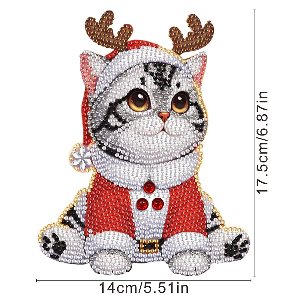 Xmas Acrylic Shaking Head 5D DIY Diamond Art Tabletop Decoration (Christmas Cat)
