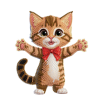Xmas Acrylic Shaking Head 5D DIY Diamond Art Tabletop Decorations for Home (Cat)