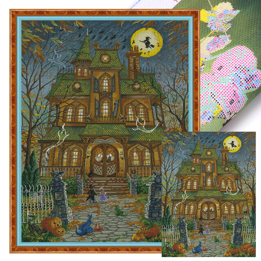 Autumn Halloween Castle - 14CT Stamped Cross Stitch 60*80CM(Fairy Brand)
