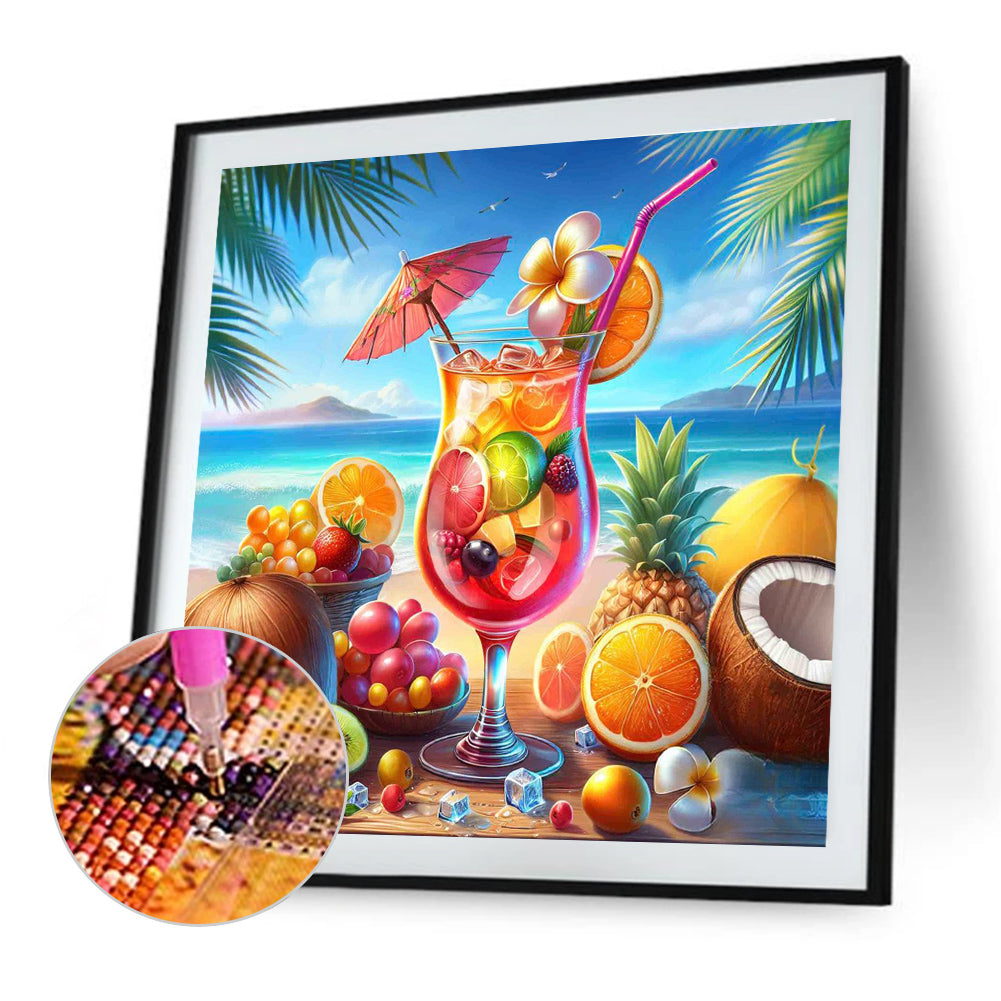 Summer Beach Fruit Drink - Full Round Drill Diamond Painting 30*30CM