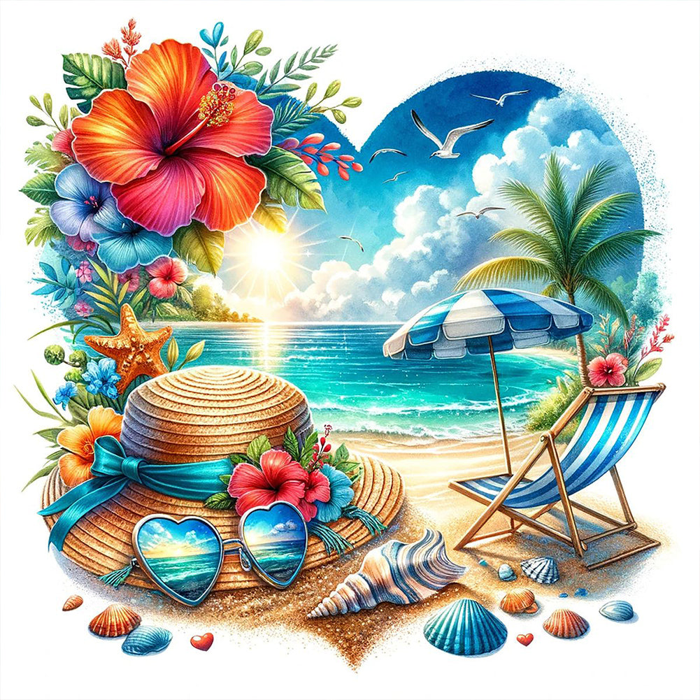Summer Beach - Full Round Drill Diamond Painting 30*30CM