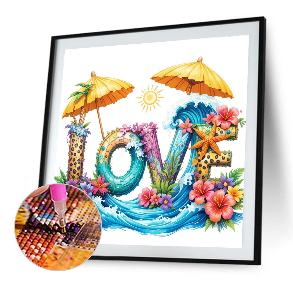 Summer Beach Love - Full Round Drill Diamond Painting 30*30CM