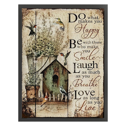 Birdhouse Calligraphy And Painting - 14CT Stamped Cross Stitch 30*40CM