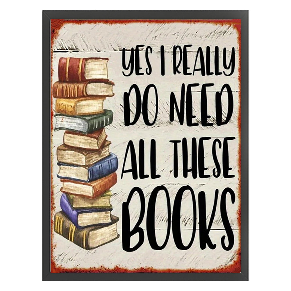Book Pile Calligraphy And Painting - 14CT Stamped Cross Stitch 30*40CM