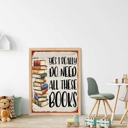 Book Pile Calligraphy And Painting - 14CT Stamped Cross Stitch 30*40CM