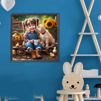 Dog And Child - Full Round Drill Diamond Painting 40*40CM