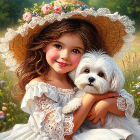 Dog And Child - Full Round Drill Diamond Painting 40*40CM