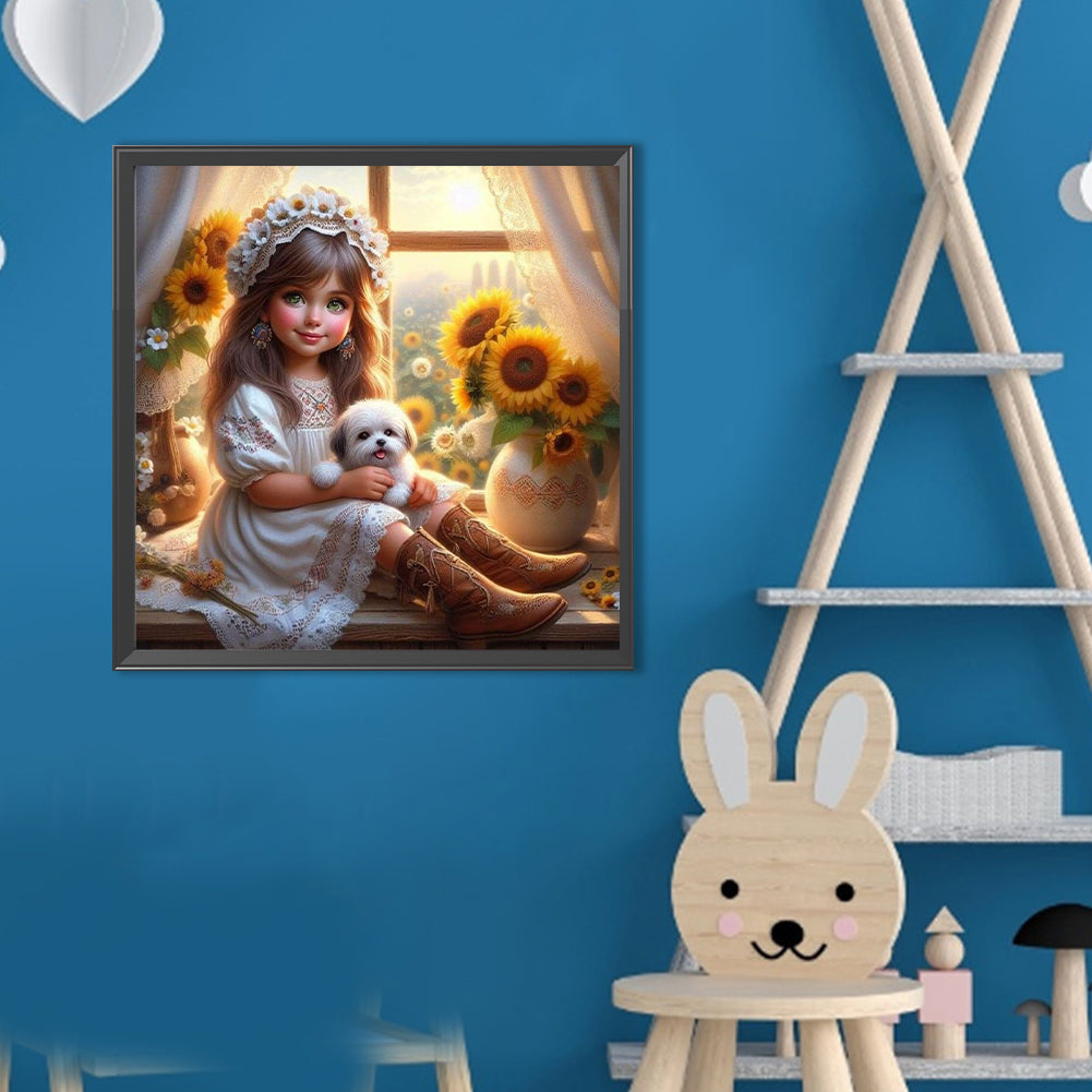 Dog And Child - Full Round Drill Diamond Painting 40*40CM