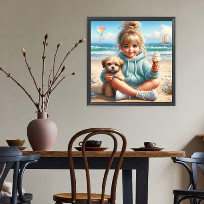 Dog And Child - Full Round Drill Diamond Painting 40*40CM