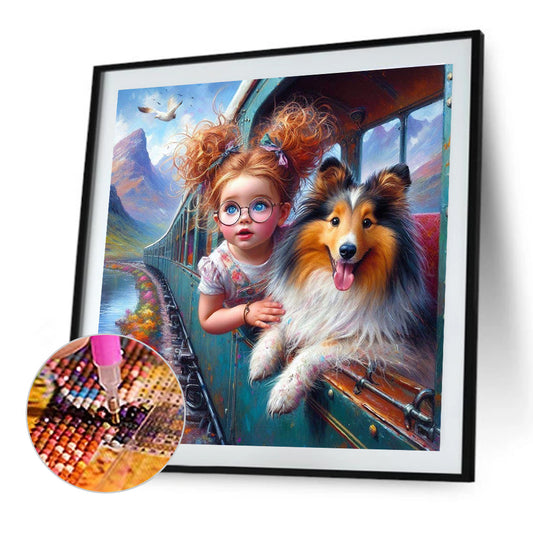 Dog And Child - Full Round Drill Diamond Painting 40*40CM