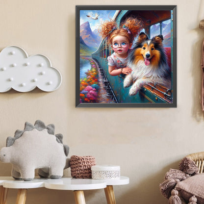 Dog And Child - Full Round Drill Diamond Painting 40*40CM
