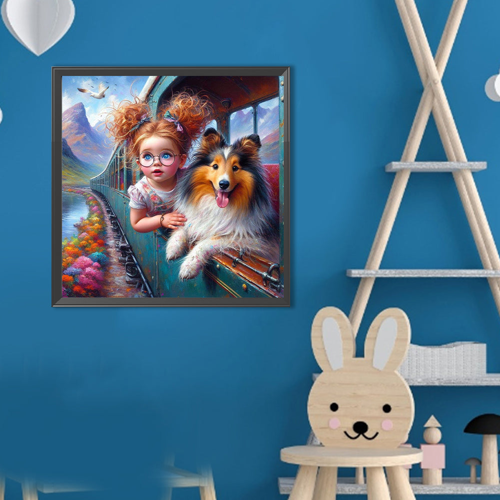 Dog And Child - Full Round Drill Diamond Painting 40*40CM