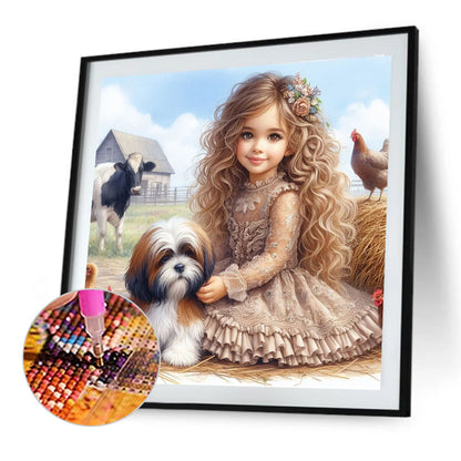 Dog And Child - Full Round Drill Diamond Painting 40*40CM