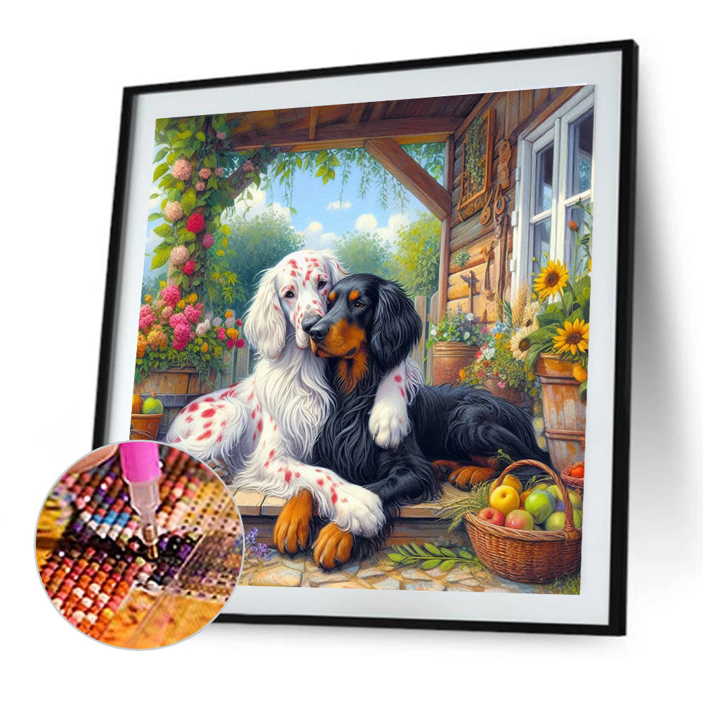 Two Dogs - Full Round Drill Diamond Painting 40*40CM