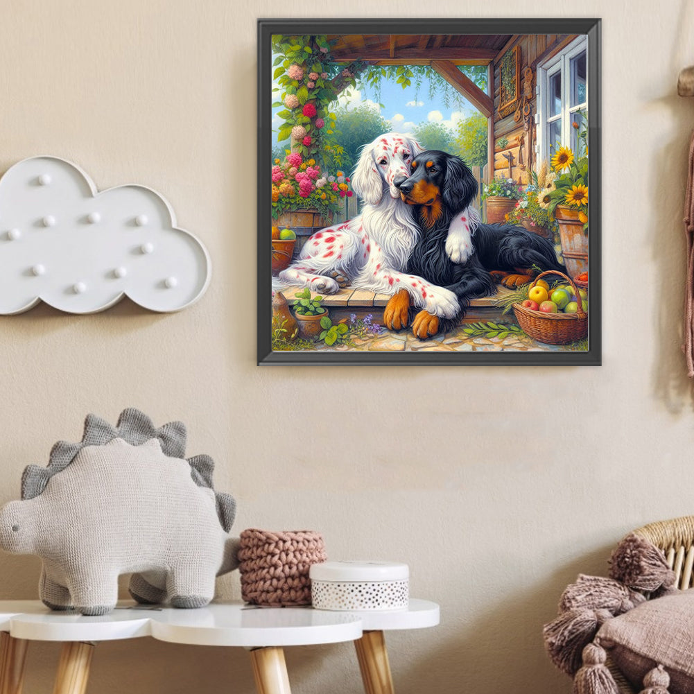 Two Dogs - Full Round Drill Diamond Painting 40*40CM