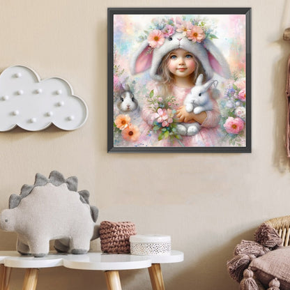 Rabbit And Little Girl - Full Round Drill Diamond Painting 40*40CM