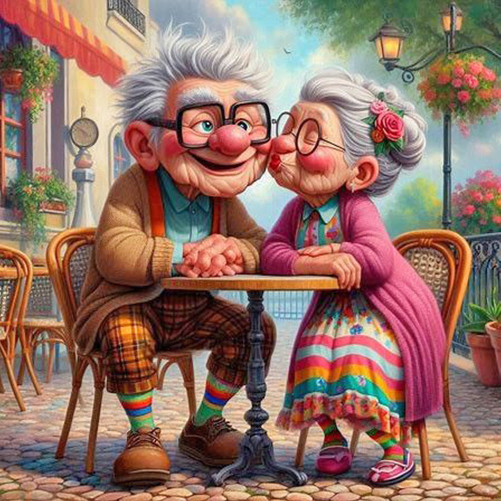 Warm Elderly Couple - Full Round Drill Diamond Painting 40*40CM