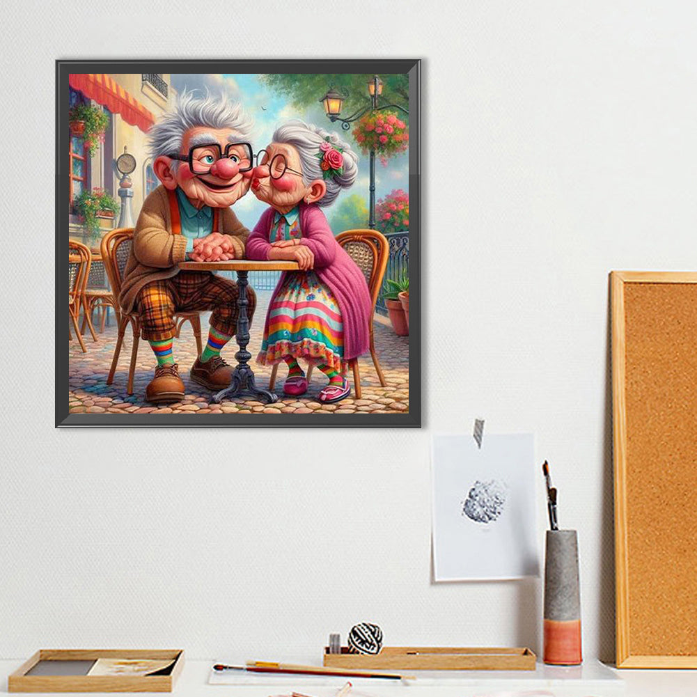 Warm Elderly Couple - Full Round Drill Diamond Painting 40*40CM