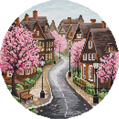 Spring Street - 11CT Stamped Cross Stitch 37*37CM(Joy Sunday)