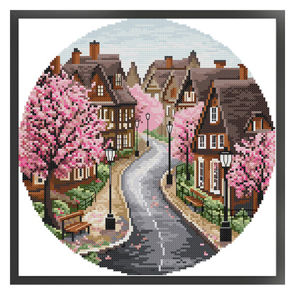 Spring Street - 11CT Stamped Cross Stitch 37*37CM(Joy Sunday)