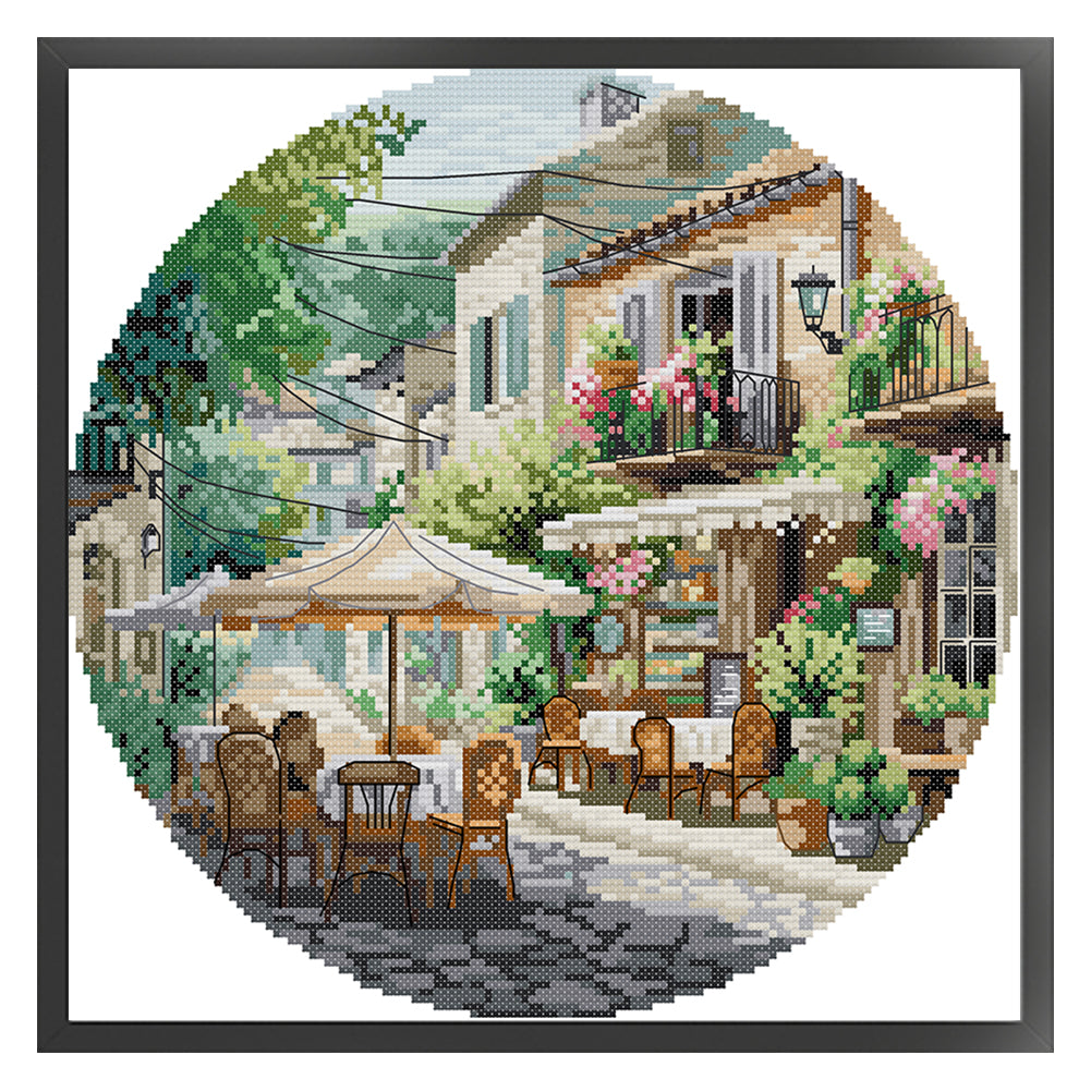 Coffee Shop - 11CT Stamped Cross Stitch 37*37CM(Joy Sunday)