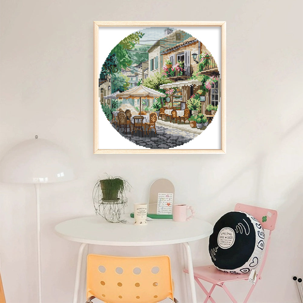 Coffee Shop - 11CT Stamped Cross Stitch 37*37CM(Joy Sunday)