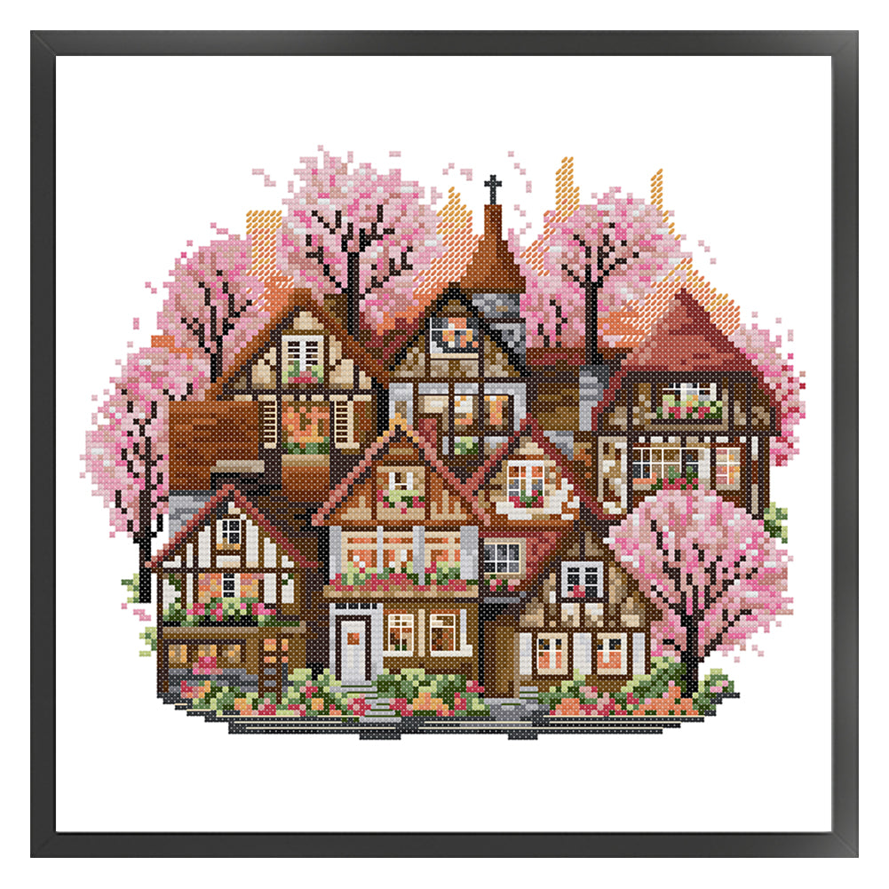 Spring Cottage - 11CT Stamped Cross Stitch 37*37CM(Joy Sunday)