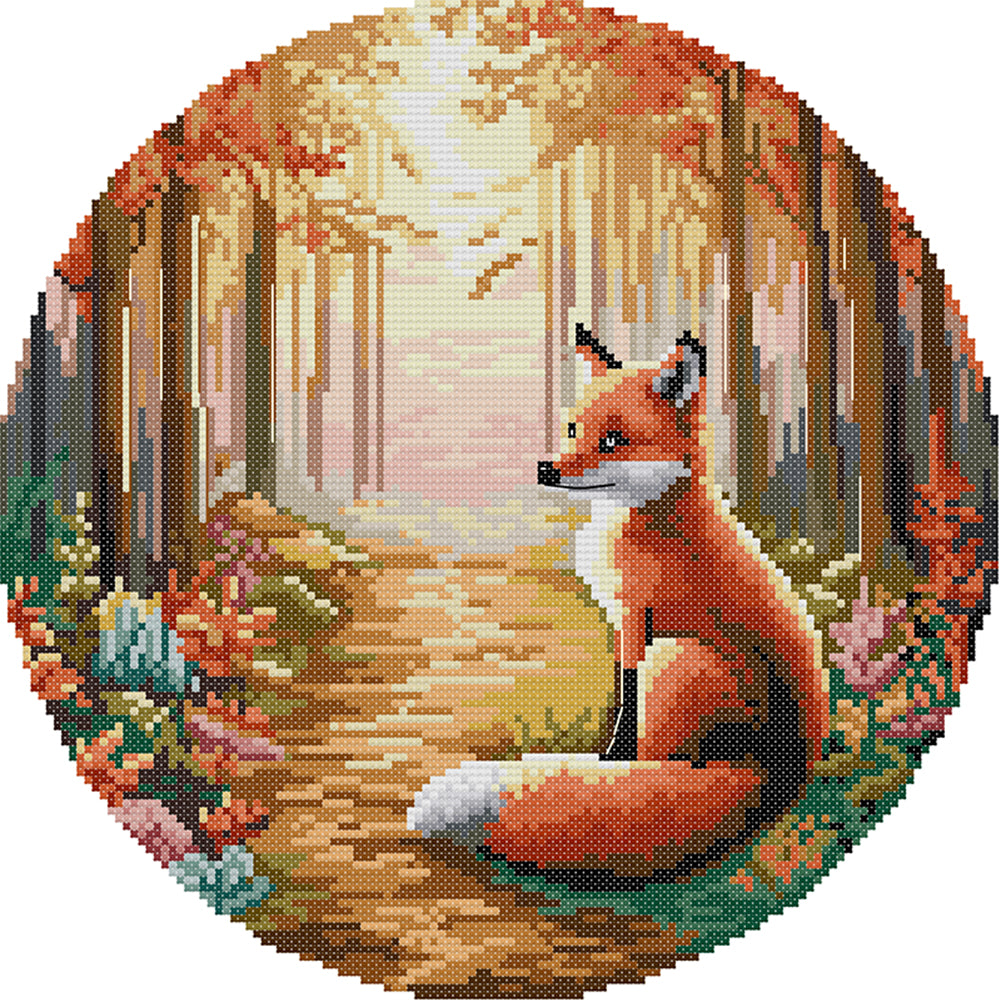 Red Fox - 11CT Stamped Cross Stitch 37*37CM(Joy Sunday)