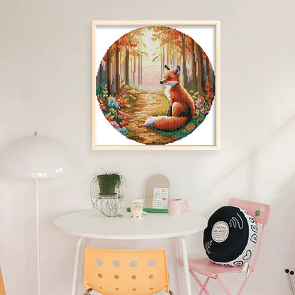 Red Fox - 11CT Stamped Cross Stitch 37*37CM(Joy Sunday)