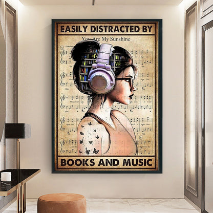 Girl With Headphones - 11CT Stamped Cross Stitch 40*60CM